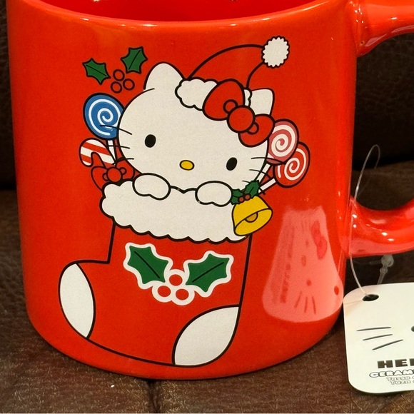 Happy Holidays Hello Kitty 16oz Christmas Mug - Stocking Santa Candy Wreath - Picture 2 of 11